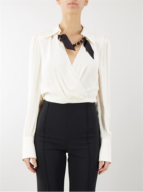 Cropped blouse in viscose georgette fabric with foulard scarf chain Elisabetta Franchi ELISABETTA FRANCHI |  | CA04841E2193